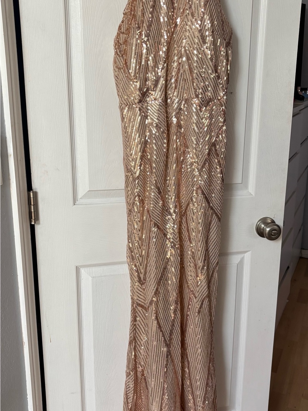 Sequin Maxi Dress in Rose Gold